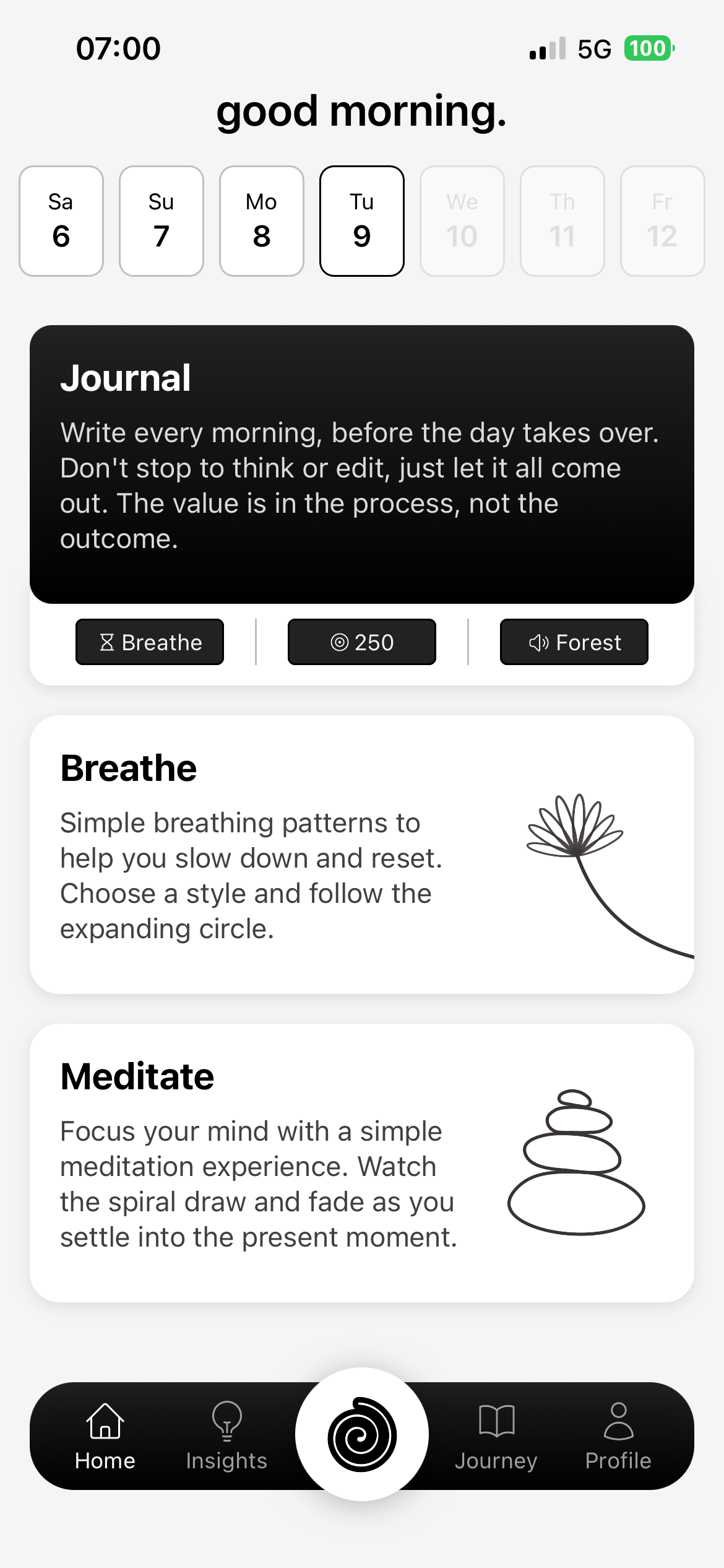 Spiral home screen
